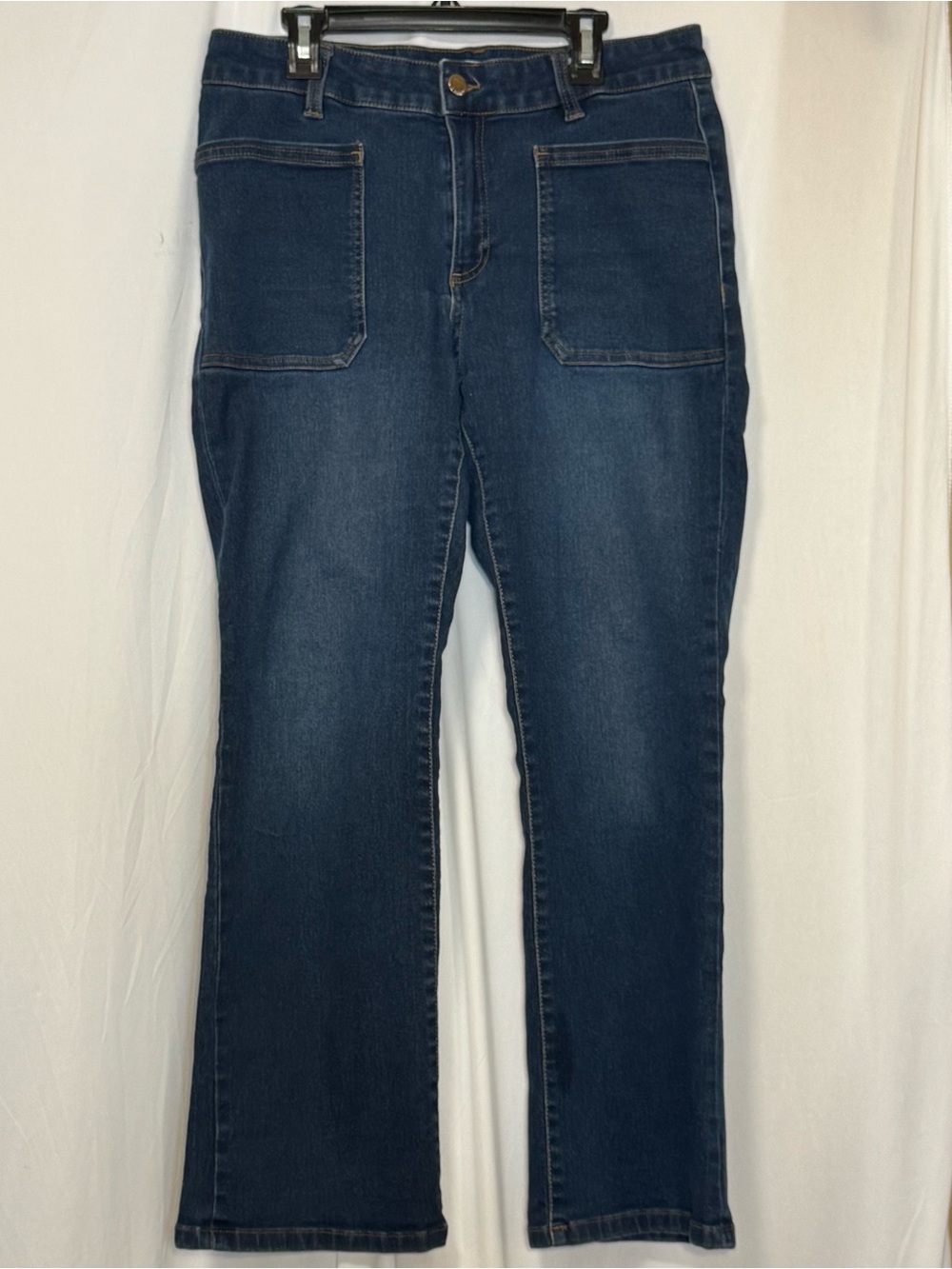 Tahari Classic Straight-Leg Denim Pants in Dark Blue
